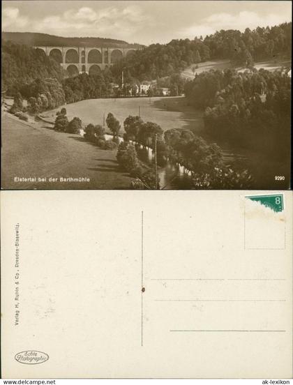 Ansichtskarte Jocketa-Pöhl Elstertalbrücke, Barthmühle 1928