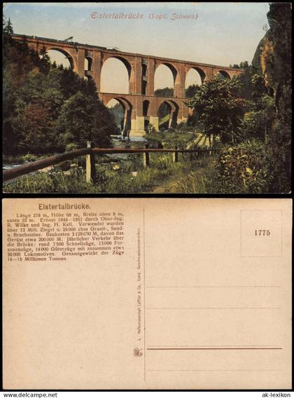 Ansichtskarte Jocketa-Pöhl Elstertalbrücke Dampflokomotive 1913