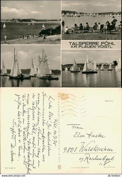 Ansichtskarte Pöhl Talsperre Segelboote - Liegestühle 1974