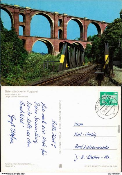 Jocketa Pöhl Elstertalbrücke (erbaut 1846-51 - Länge 280 m, Höhe 68 m) 1981