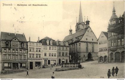 Pössneck - Marktplatz mit Mauritiuskirche