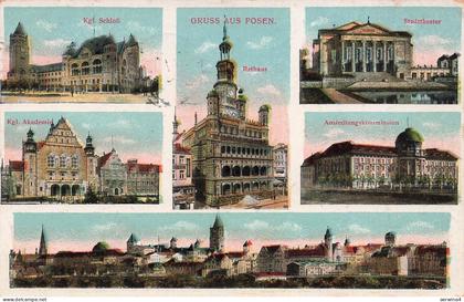 AK Posen Rathaus Schloss Stadttheater Akademie Posen 1917 gelaufen Postkarte