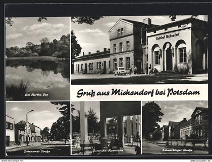 AK Michendorf, Bahnhof, Autobahn-Raststätte, Potsdamer Strasse