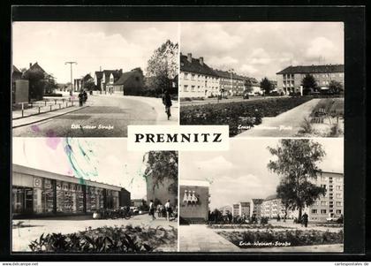 AK Premnitz, Döberitzer Strasse, Ernst-Thälmann-Platz, Erich-Weinert-Strasse und Kaufhalle