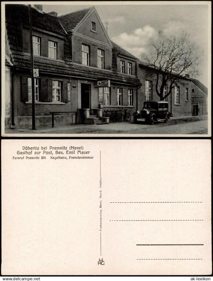 Ansichtskarte Döberitz-Premnitz Gasthof Zur Post, Auto 1932