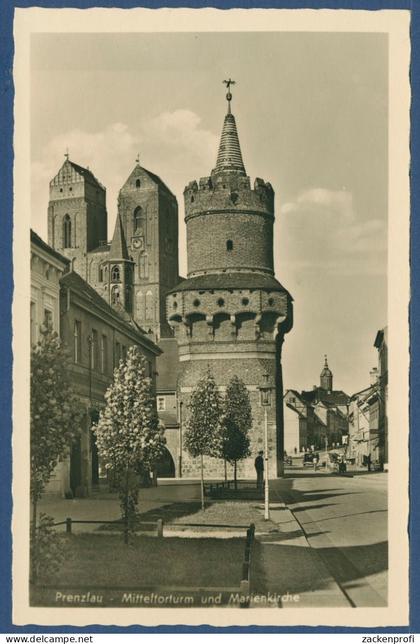 Prenzlau Mittelturm und Marienkirche, ungebraucht (AK3676)