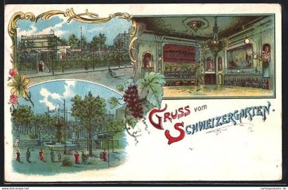Lithographie Berlin-Prenzlauer Berg, Gasthaus Schweizer Garten, Bötzowviertel