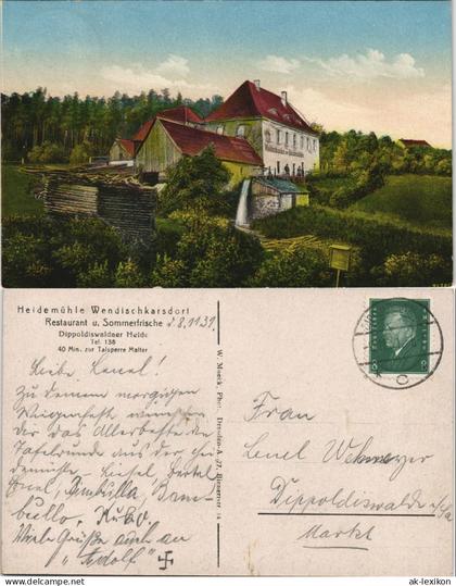 Ansichtskarte Karsdorf (ehemals Wendisch-Carsdorf)-Rabenau Heidemühle 1931