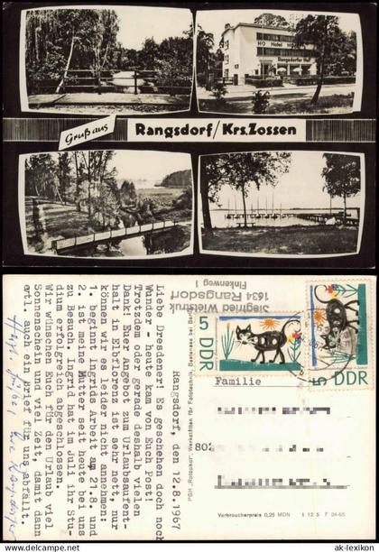Ansichtskarte Rangsdorf HO Hotel, Hafen, Park 1965