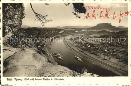 Rathen Saechsische Schweiz Blick auf Rathen mit Lilienstein Elbepartie