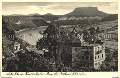 Rathen Saechsische Schweiz Kurort Elbe Burg Alt Rathen und Lilienstein