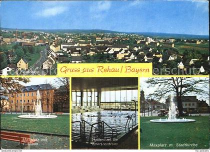 Rehau Oberfranken Panorama Maxplatz Rathaus Hallenbad Stadtkirche