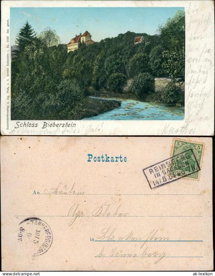 Ansichtskarte Reinsberg (Sachsen) Schloß Bieberstein 1904 Gold