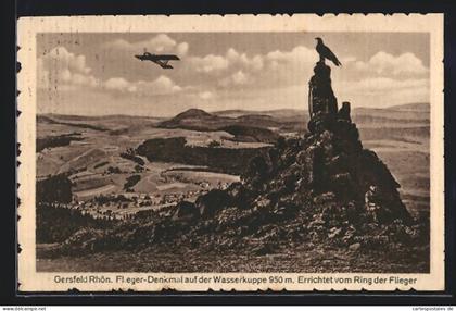 AK Gersfeld /Rhön, Flieger-Denkmal auf der Wasserkuppe