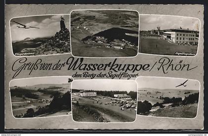 AK Wasserkuppe /Rhön, Fliegerdenkmal und Segelflugschule