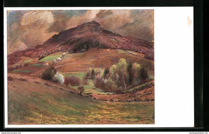 Künstler-AK Milseburg / Rhön, Landschaftspanorama