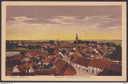 "Röbel", Altstadt mit Müritz, farbig, 1921 gelaufen