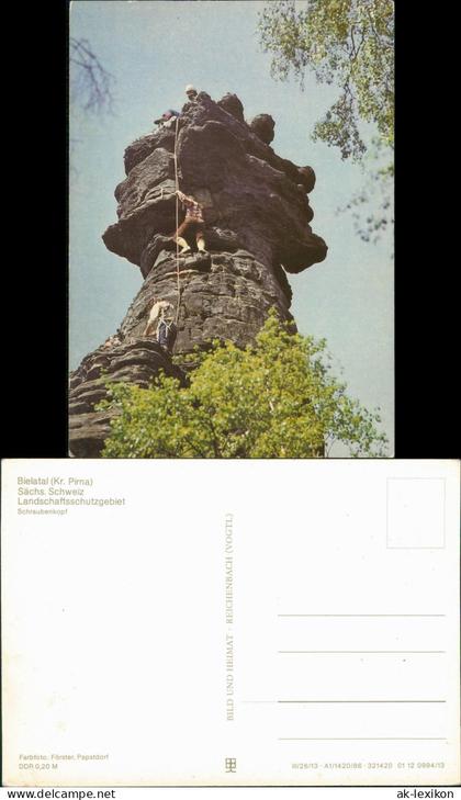 Ansichtskarte Bielatal-Rosenthal-Bielatal Schraubenkopf Bergsteiger 1986
