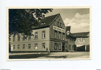 1941 3. Reich Photokarte Hotel goldener Hirsch Roßleben mit Hakenkreuzfahne, gelaufen
