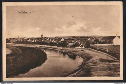AK Rossleben a. U., Ortsansicht vom Fluss aus