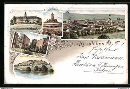 Lithographie Rossleben, Kloster Rossleben, Wendelstein, Memleben