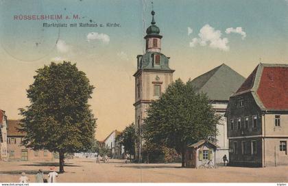 Ruesselsheim - Marktplatz mit Rathaus u. Kirche