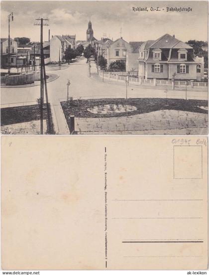 Ansichtskarte Ruhland Rólany Bahnhofstraße 1918