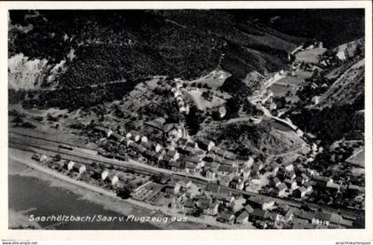 CPA Saarhölzbach Mettlach im Kreis Merzig Wadern Saarland, Blick auf den Ort, Fliegeraufnahme