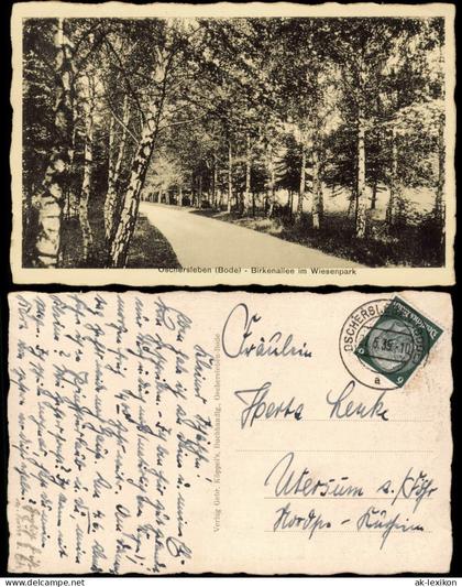 Ansichtskarte Oschersleben Birkenallee im Wiesenpark 1939