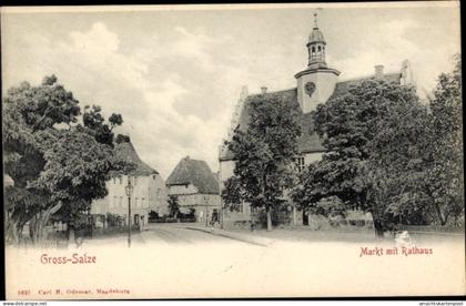 CPA Groß Salze Salzelmen Schönebeck an der Elbe, Markt, Rathaus