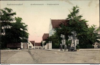 CPA Rathmannsdorf Staßfurt im Salzlandkreis, Friedenseiche, Straßenpartie