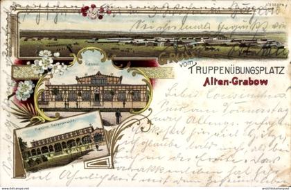 Lithographie Altengrabow Möckern in Saxe Anhalt, Truppenübungsplatz, Casino