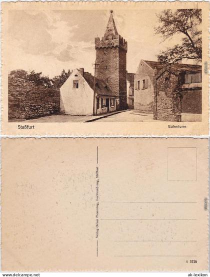 Staßfurt Stassfurt Straßenpartie am Eulenturm Ansichtskarte  1924