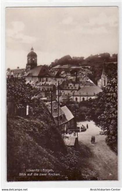 39036869 - Loessnitz mit Blick auf die zwei Kirchen ungelaufen  Gute Erhaltung.