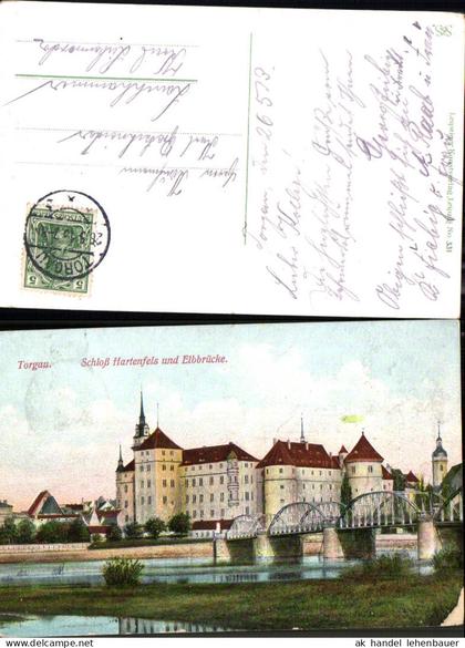 702911 Torgau Schloß Hartenfels Elbbrücke Albe Brücke LK Nordsachsen gel Lauchhammer