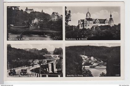(99869) Foto AK Rochsburg, Mulde, Amerika, Penig, Brücken 1937