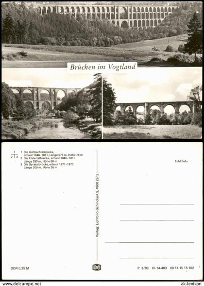 Ansichtskarte .Vogtland DDR Mehrbildkarte mit 3 Brücken im Vogtland 1983
