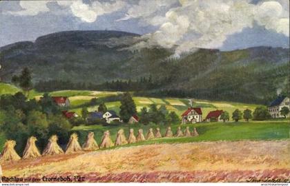 Artiste CPA J., Rachlau Kubschütz in der Oberlausitz, Panorama, Czorneboh