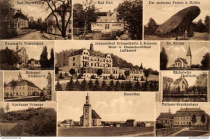 CPA Johannisbad Schmeckwitz Räckelwitz Oberlausitz, steinerner Frosch, Rosenthal, Bad Heil, Kloster