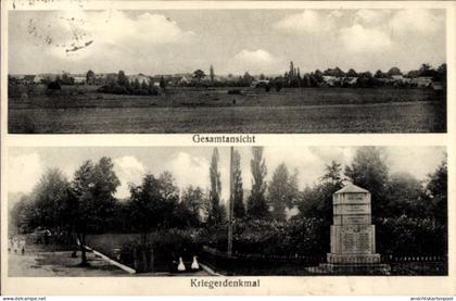 CPA Luga Neschwitz in Sachsen, Gesamtansicht, Kriegerdenkmal