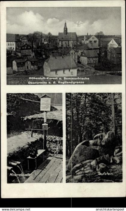 CPA Obercrinitz Crinitzberg in Sachsen, Panorama, Mineralquelle, Taufstein