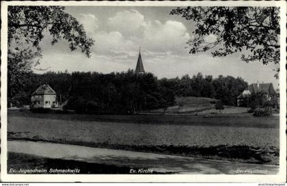 CPA Schmeckwitz Oberlausitz, Evangelische Kirche, Jugendheim, Pfarrhaus