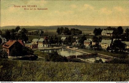 CPA Sehma Sehmatal im Erzgebirge, Gesamtansicht, Badeanstalt