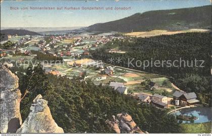 Jonsdorf Blick vom Nonnenfelsen auf Kurhaus Gondelfahrt und Jonsdorf