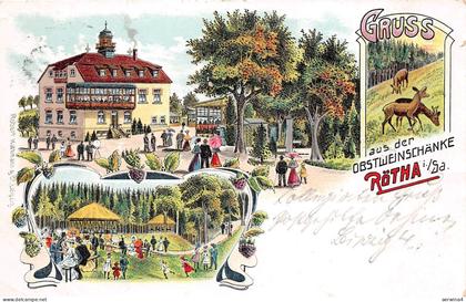 Rötha Sachsen Obstweinschänke Restaurant Litho Postkarte 1906