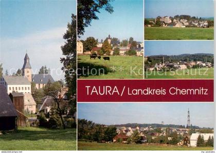 Taura Burgstaedt Ortsmitte mit Kirche Teilansichten Blick zum Taurastein