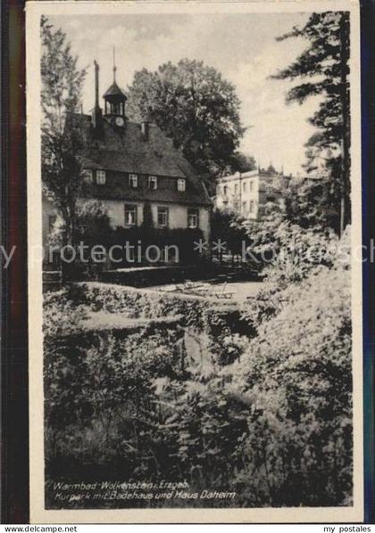 Wolkenstein Erzgebirge Warmbad Wolkenstein Kurpark mit Badehaus und Haus Daheim