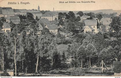 Zöblitz i. Erzgeb. Blick auf Zöblitz vom Serpetinen-Weg Postkarte AK