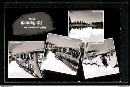 AK Schifferstadt, Strassenpartie, Schwimmbad, Siedlung