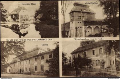Spytków Wanscha b. Ostritz Oberlausitz Schlesien, Inspektorhaus, Gutseinfahrt, Warenhandlung Fischer